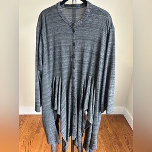 Uniquely Gray Button-Up long sleeve top - draped design